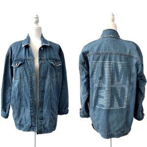 Black Label Oversized Denim Jean Jacket - AMEN - Medium Wash - Size Small